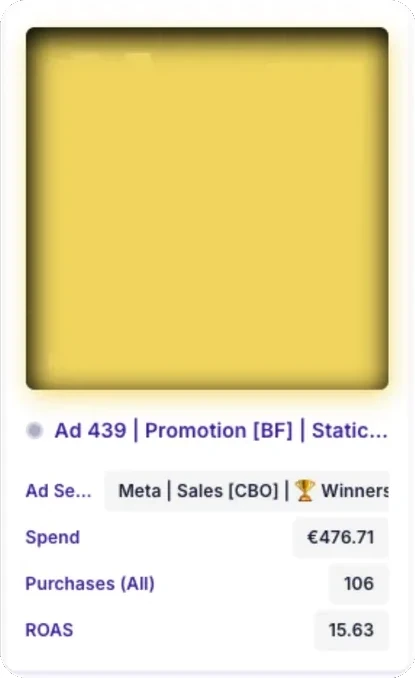Meta reklama rezultat – ROAS 15.6x