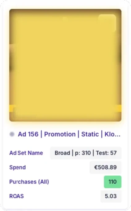 Meta reklama rezultat – ROAS 5.0x